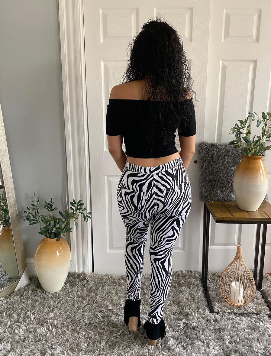 Black And White Zebra Print Jeggings Jeans