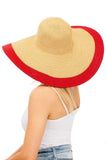 Floppy beach wide brim two tone fordable summer straw sun hat for women  