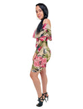 Floral Off Shoulder Bodycon Midi Dress Long Sleeve