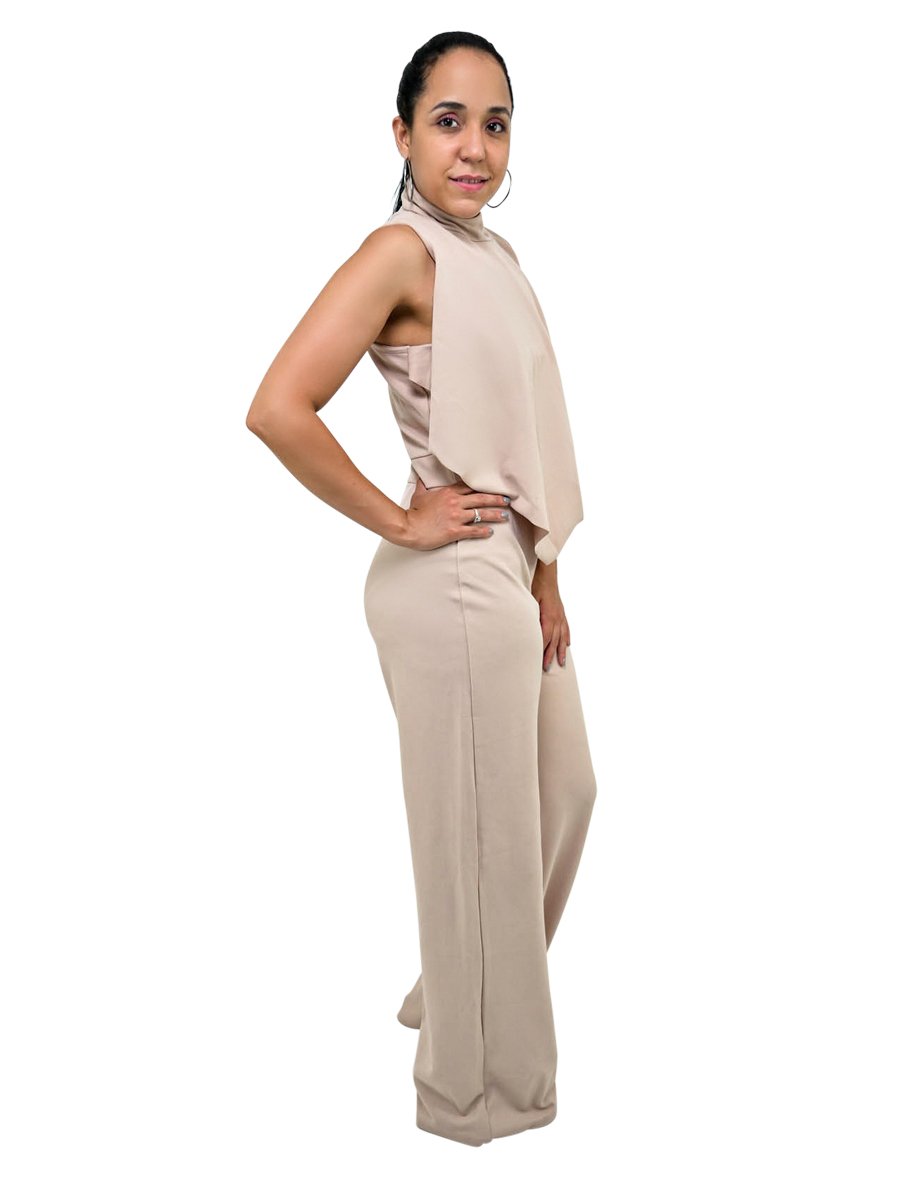 Stone High Neck Sleeveless Womens Dressy Jumpsuit Party Wear 