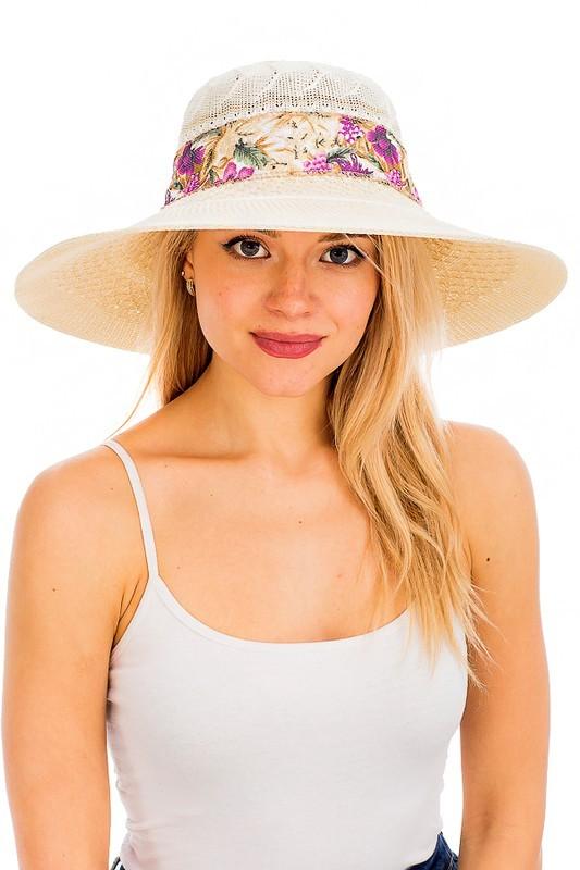 Wide brim toyo beach straw sun hat for women