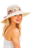 Wide brim toyo beach straw sun hat for women