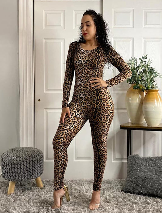 Leopard Long Sleeve Jumpsuit